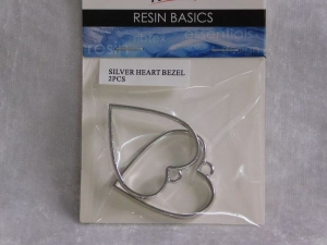 Ribtex Resin Basics Silver Heart Bezel Frames 2pc